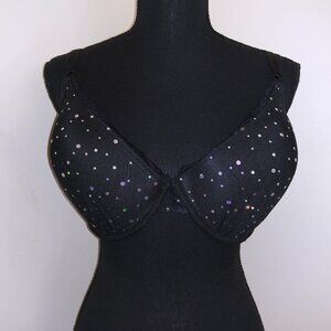 Smart and Sexy Black Sparkle Underwired Bra Size 38 D Style #SA576